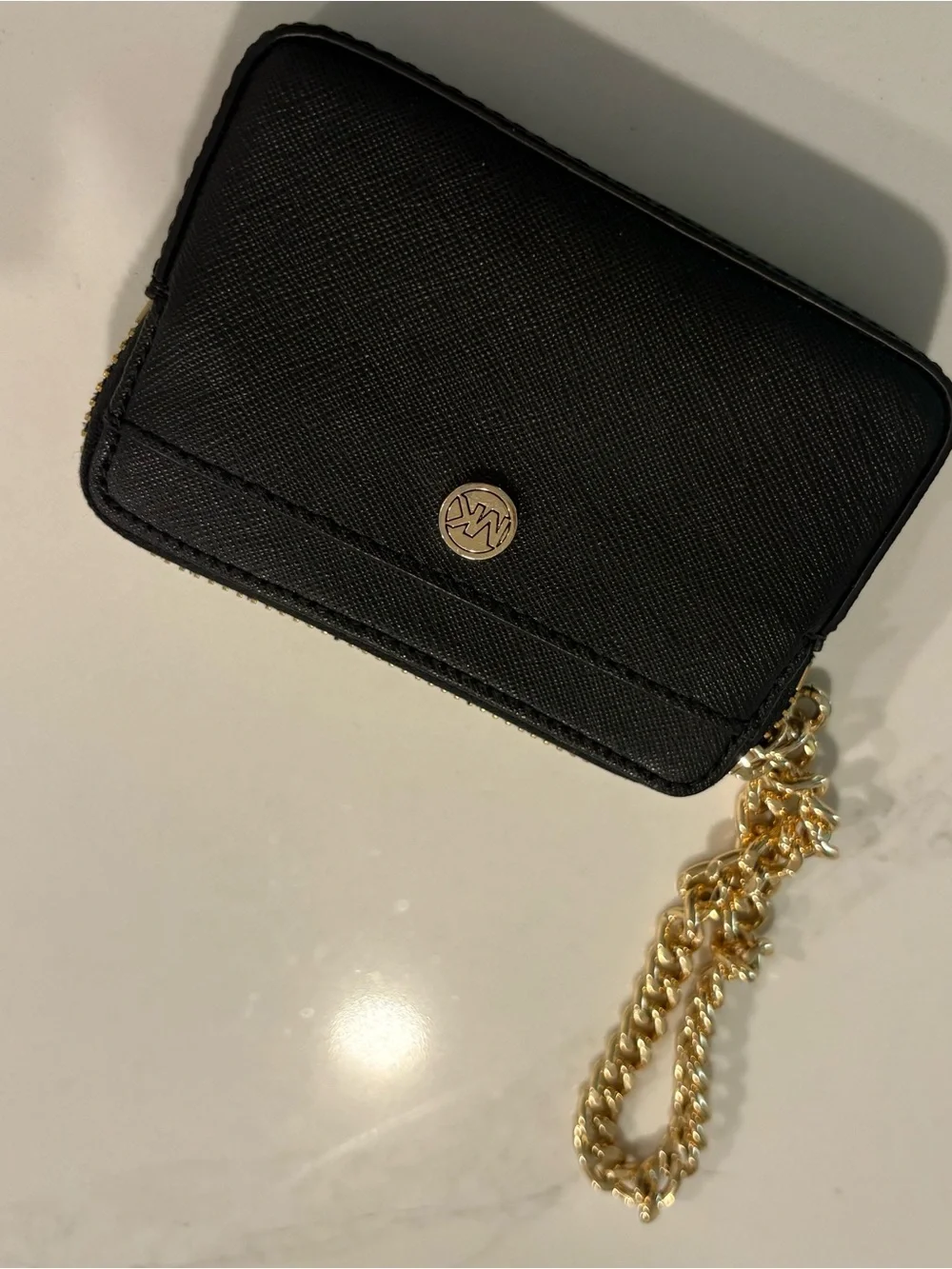 Michael Kors Women's Medium Saffiano Leather Chain Card Case Black OS